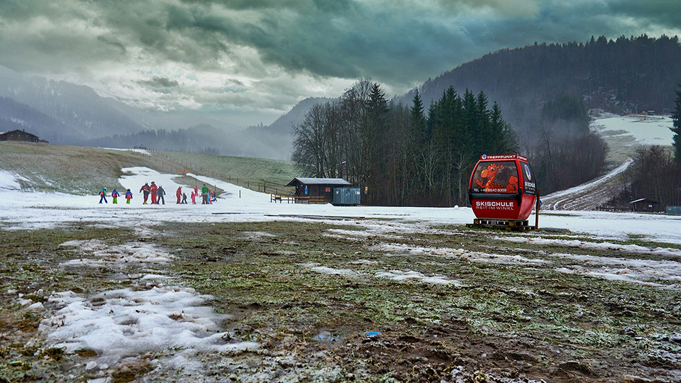 Skifahren im Grünen