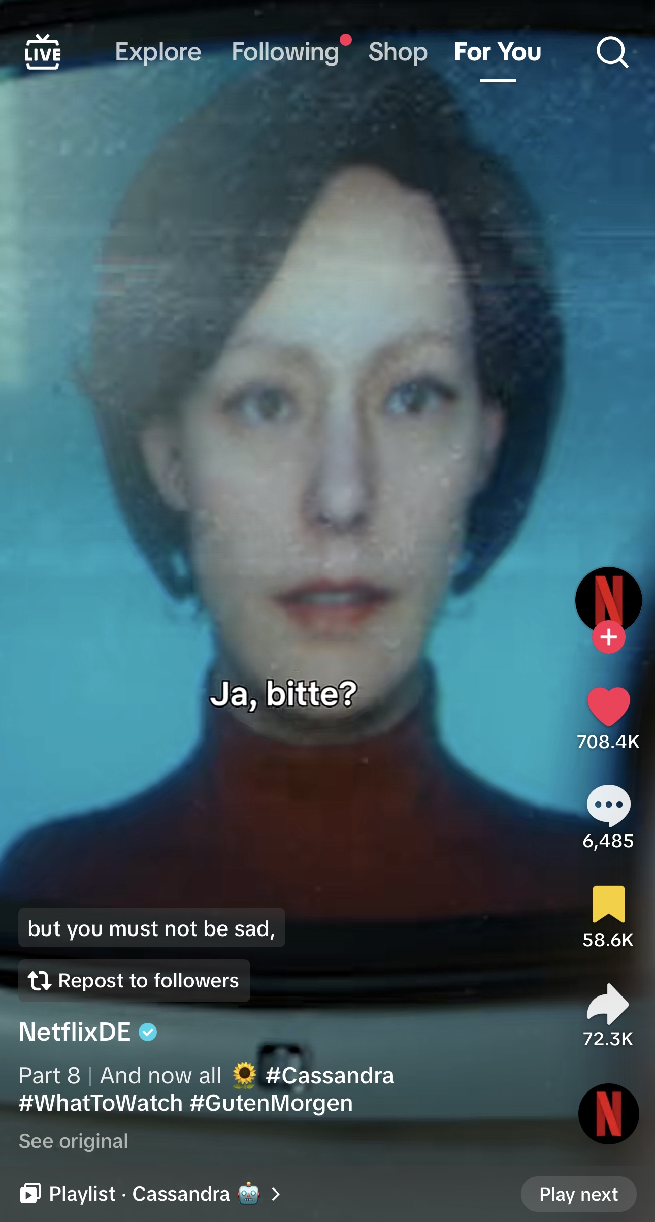 Screenshot Video TikTok Screenshot eines Videos auf TikTok Quelle: NetflixDE
