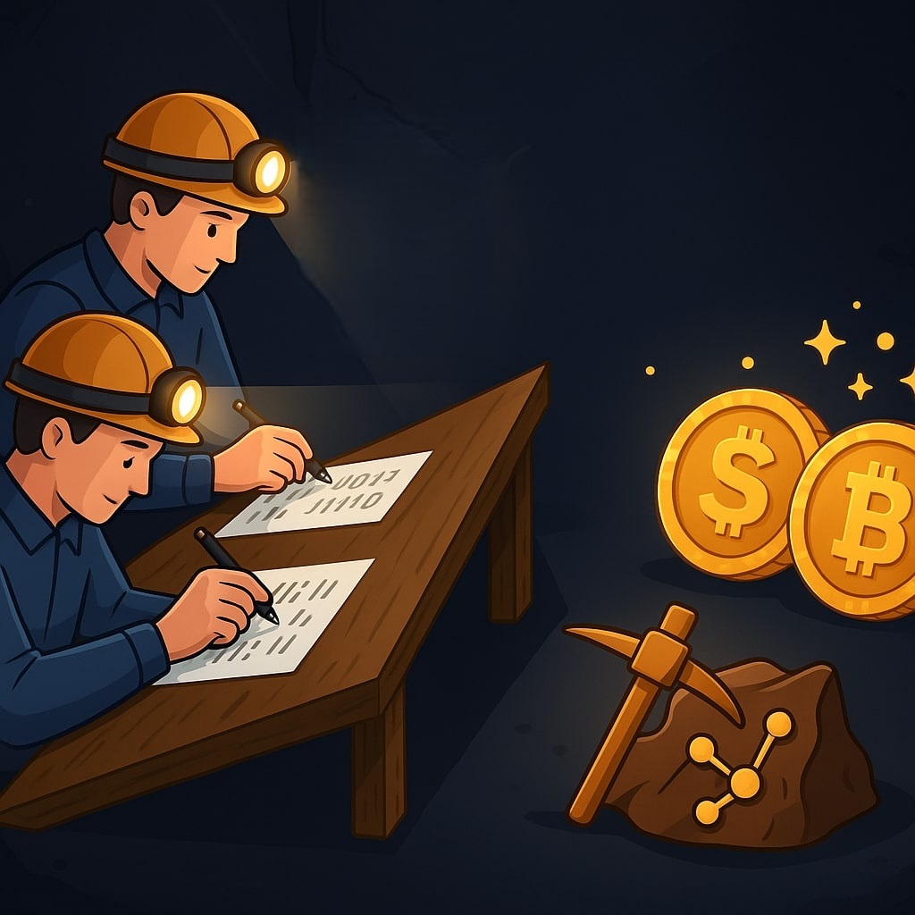 Mining Prozess bei Bitcoin Mining anhand einer simplen Darstellung