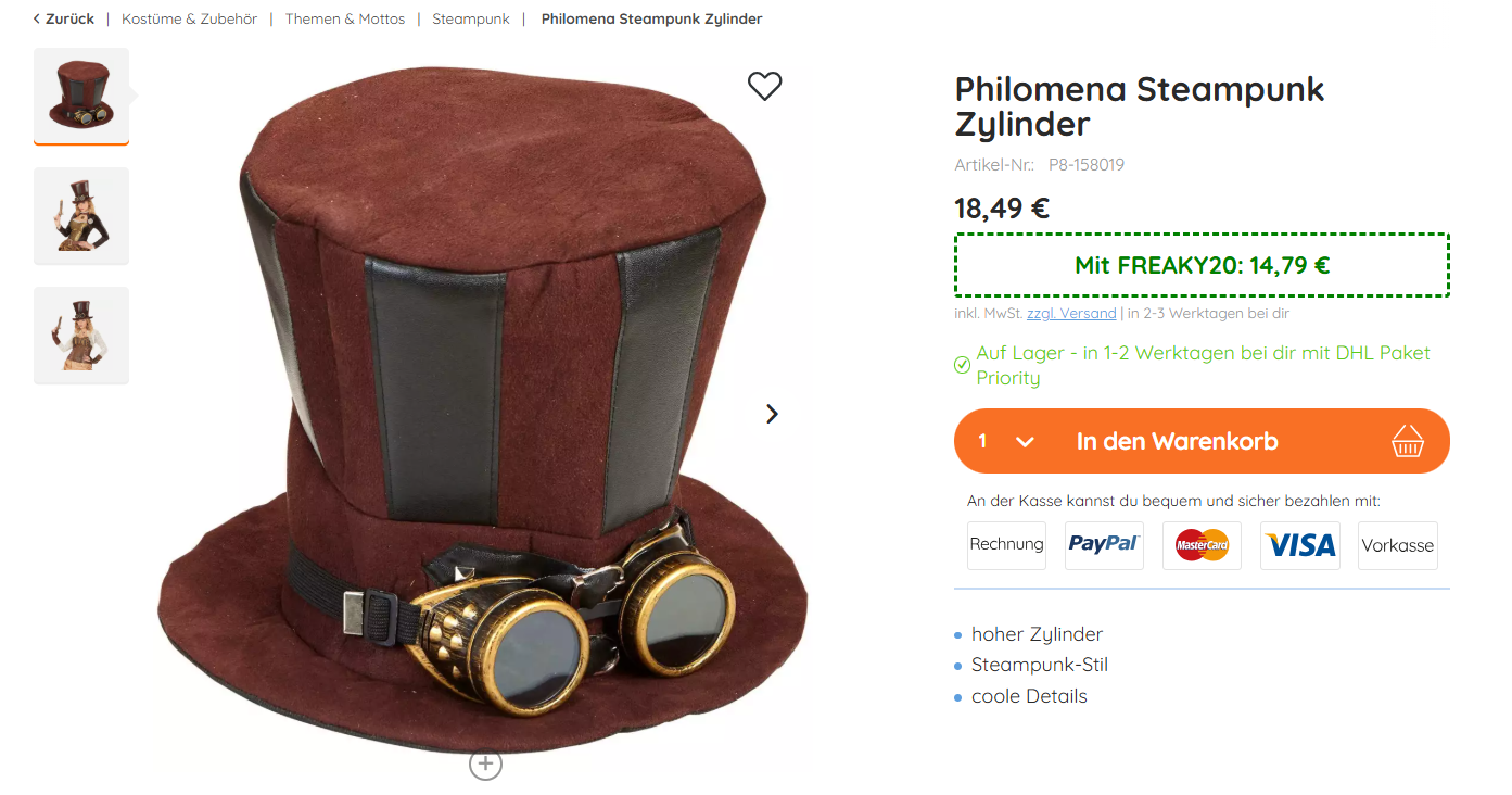 Steampunk-Hut für Damen