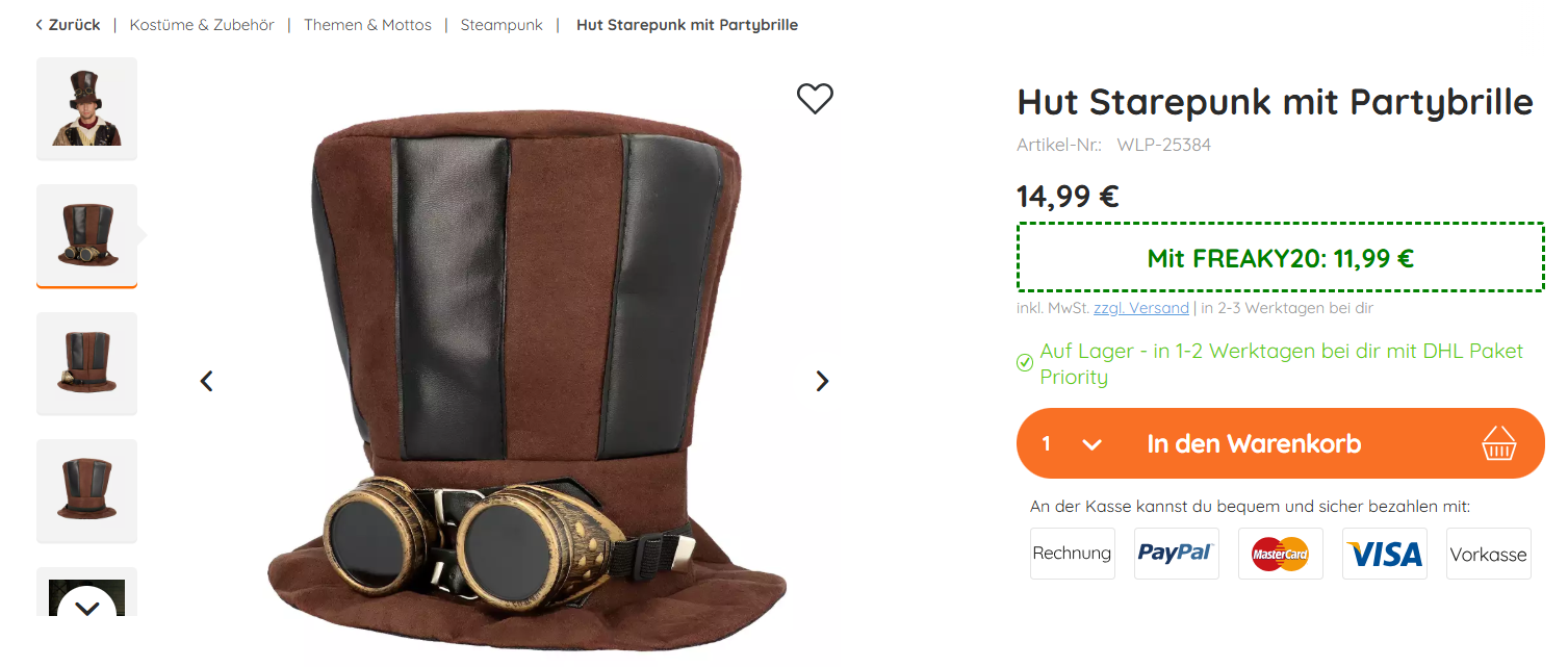 Steampunk-Hut für Herren