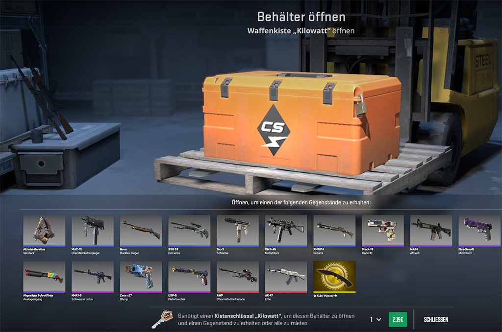 Ein Screenshot mit einer Waffenkiste aus dem Spiel Counter Strike 2