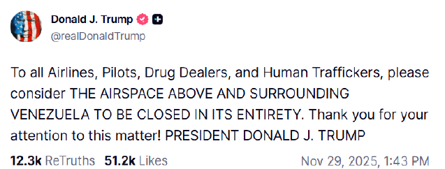 Kommentar auf Truthsocial des Präsidenten 